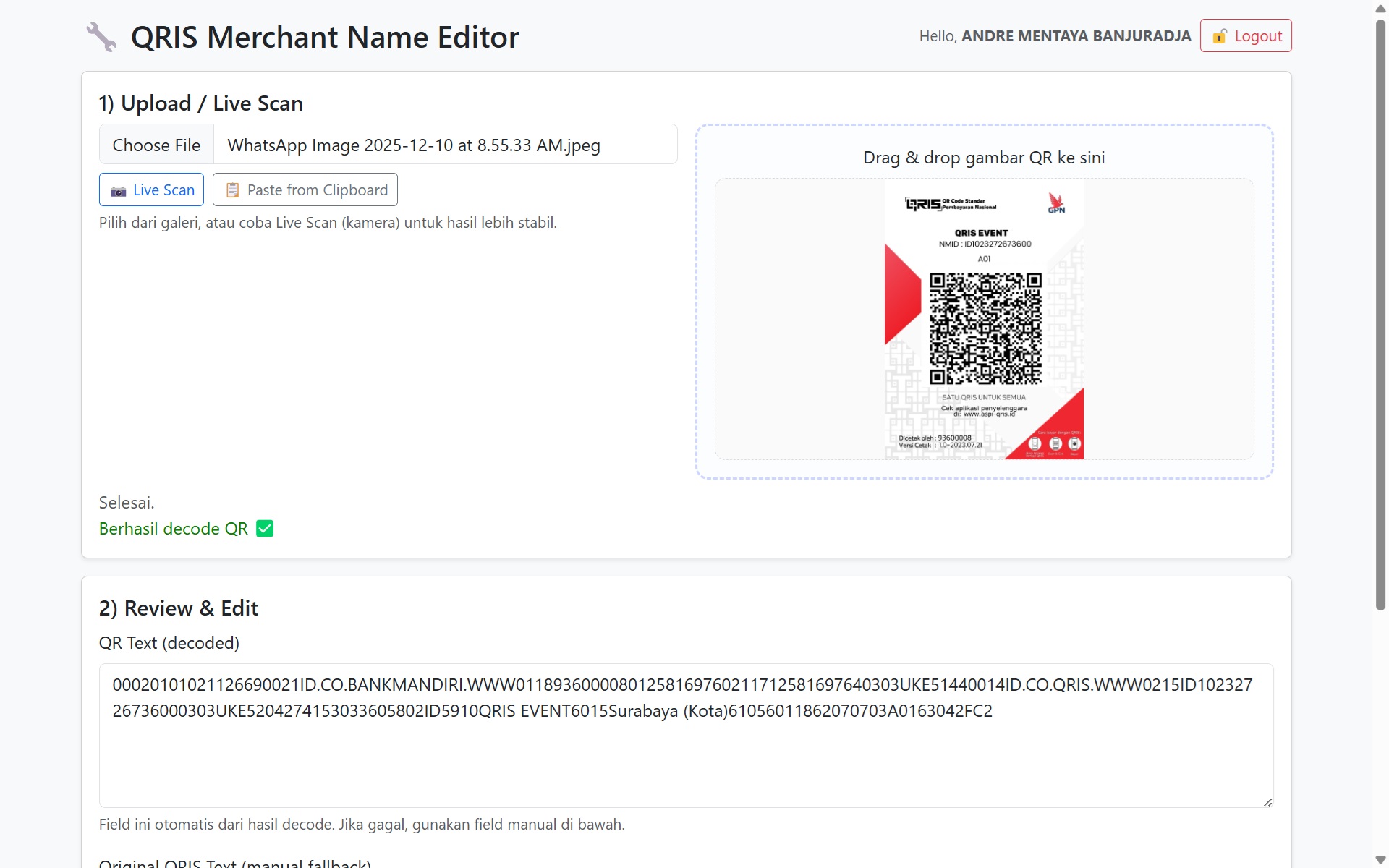 QRIS editor utility