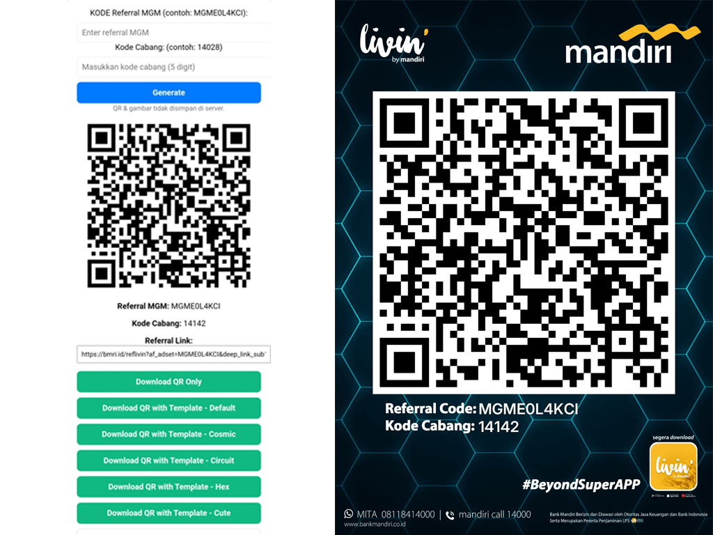 MGM referral QR generator for employees